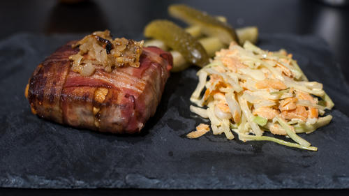 Bacon-wrapped Beef Sandwiches