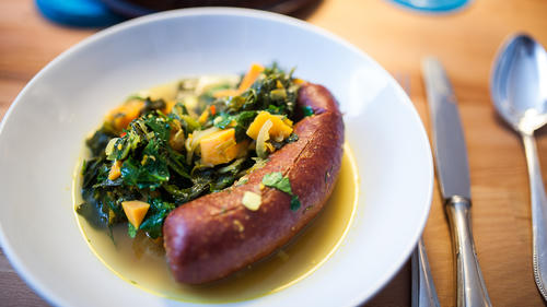 Süßkartoffel Rapa Eintopf mit Sucuk